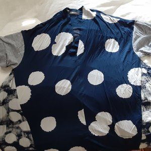 Alembika oversized tunic in navy and white